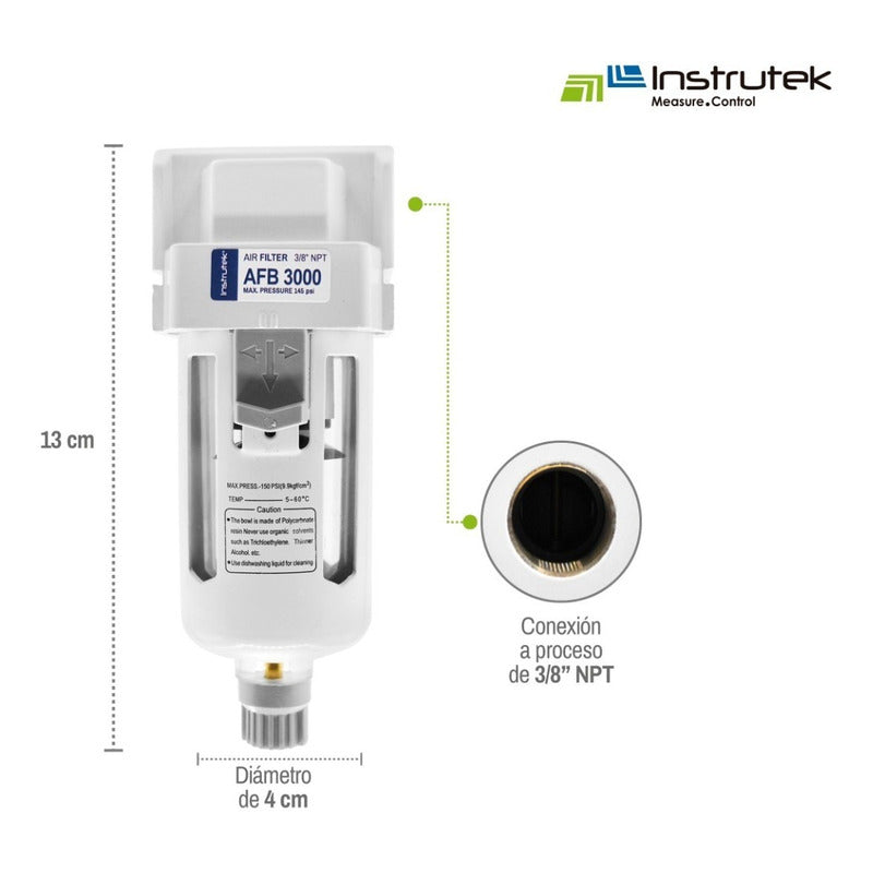 Filtro Separador De Agua 145 Psi, Conex 3/8 Para Compresores