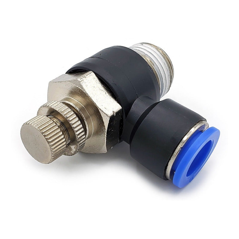 Conector /regulador De Caudal Neumático Codo 1/2 Npt X 12mm