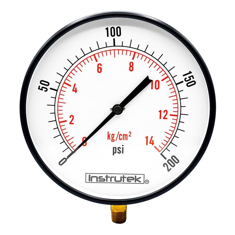 Manómetro 10 PLG Para Caldera, 200 Psi, Conexión Inferior