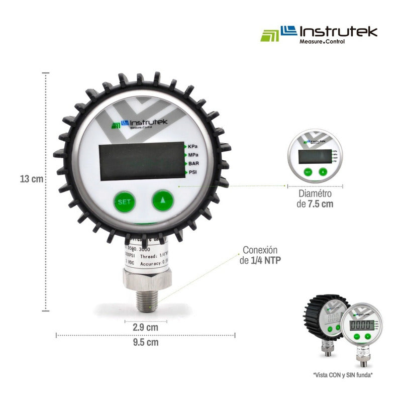 Manómetro Digital 3000 Psi + 2 Unidades De Medida