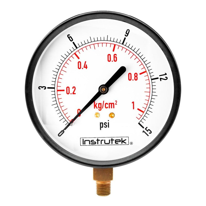 Manómetro Para Compresor Carátula 4 PLG, 15 Psi (aire, Gas)