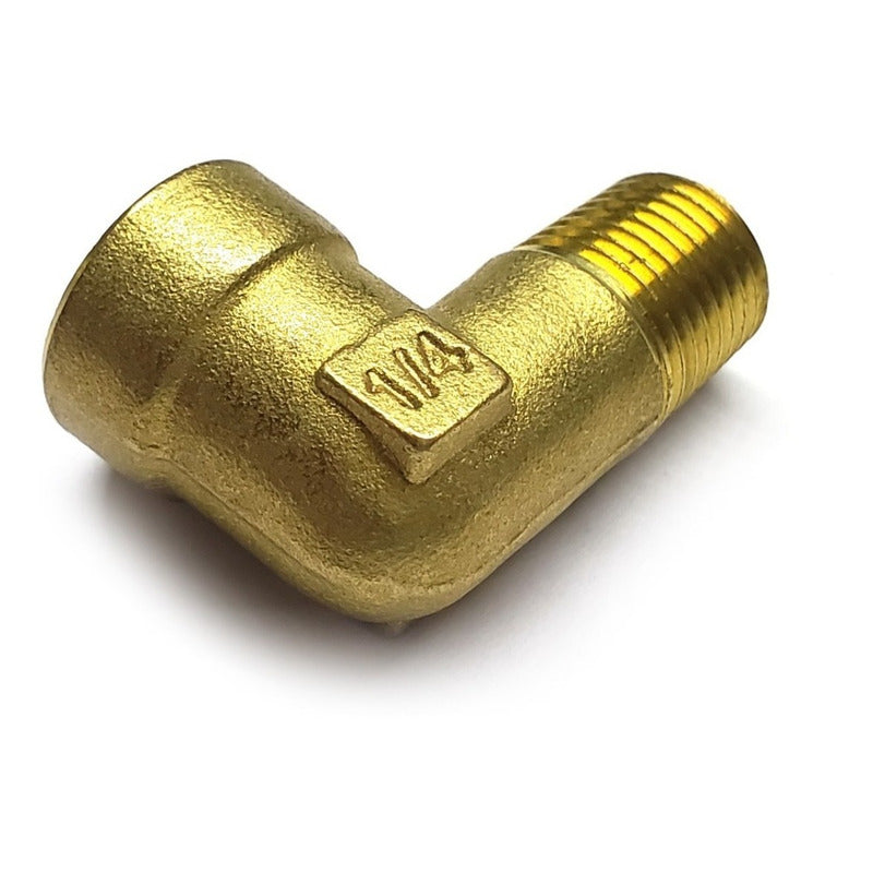 Conector Codo Macho 1/4 Npt X 1/4 Hembra Npt Latón (dorado)