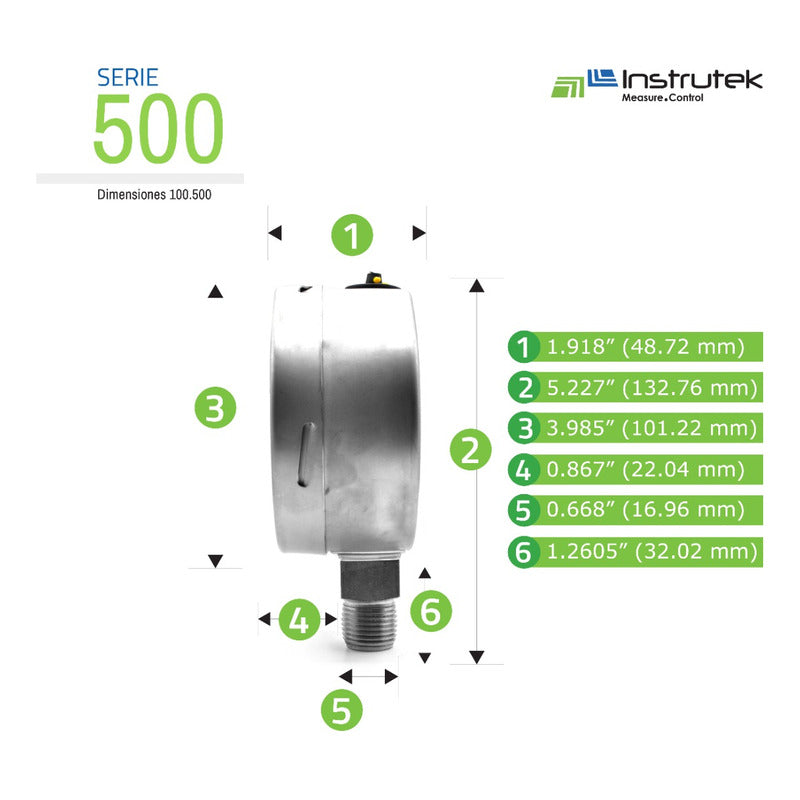 Manómetro Totalmente Inox Glicerina Carátula 4 PLG, 60 Psi