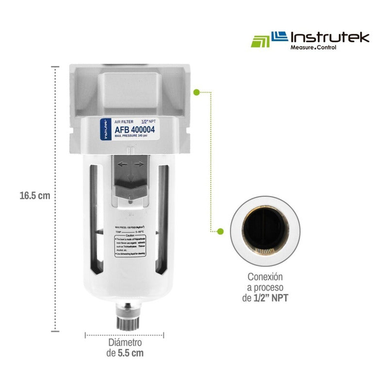 Filtro Separador De Agua 145 Psi, Conex 1/2 Para Compresores