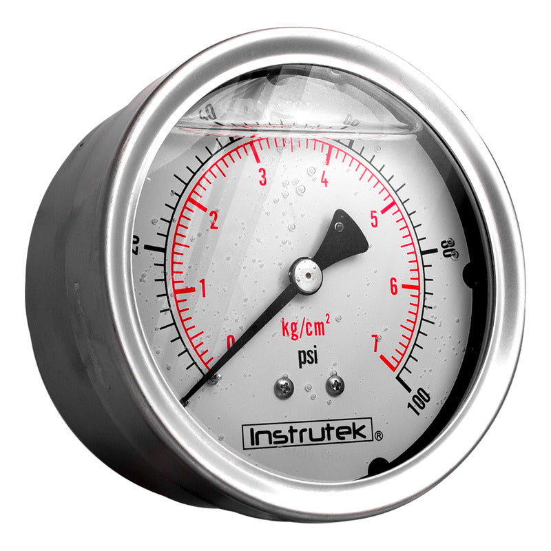 Manómetro Inox Glicerina 4 PLG, 100 Psi (aire, Agua)