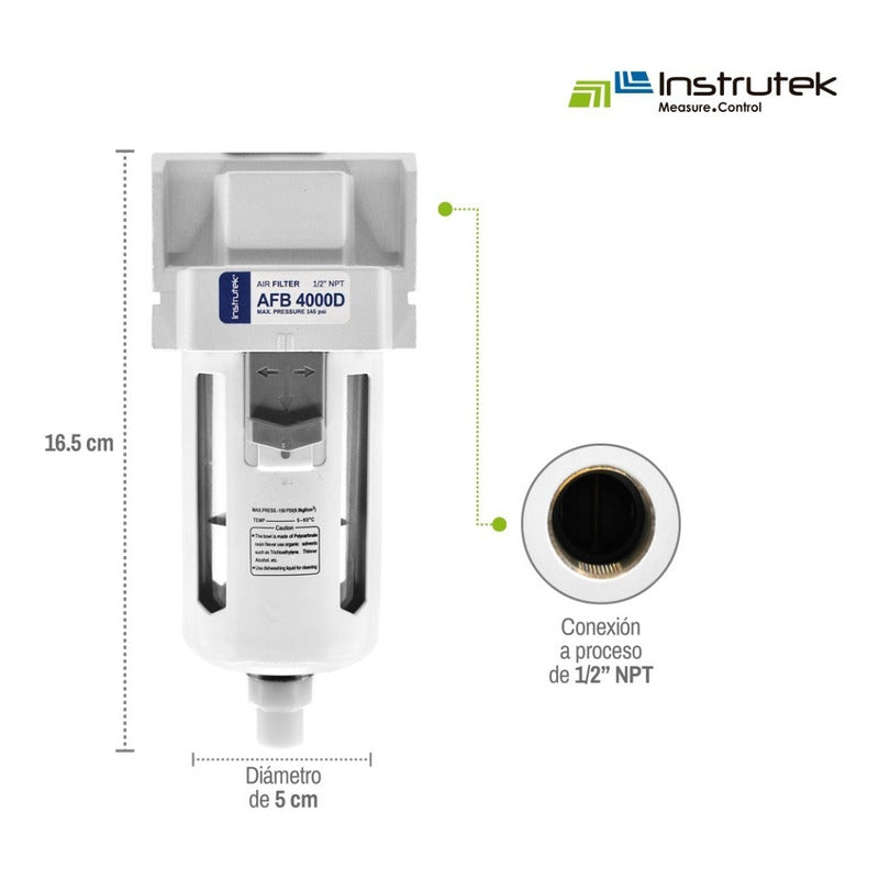 Filtro Separador De Agua Dren Automático, 145 Psi, Conex 1/2