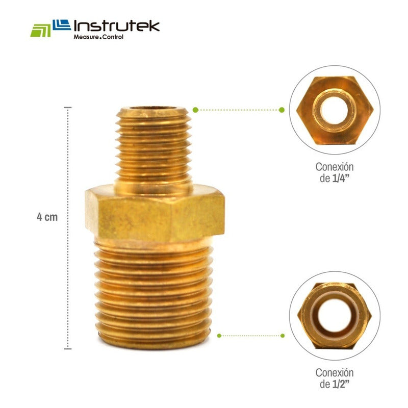 Niple Hexagonal De Latón 1/2  Npt X 1/4  Npt 5 Pz