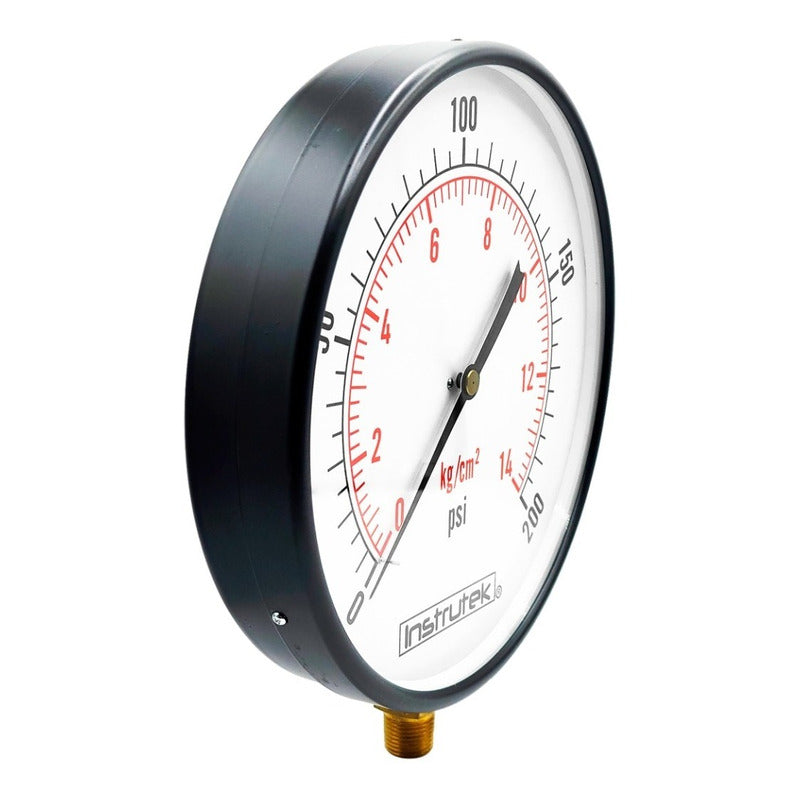 Manómetro 10 PLG Para Caldera, 200 Psi, Conexión Inferior