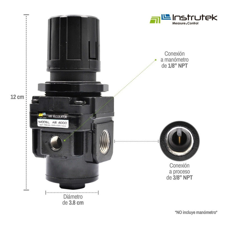 Regulador De Presión Neumático 3/8 120 Psi