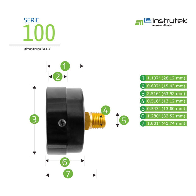 Vacuómetro Carátula 2.5 PLG , -30 Inhg (eq. Ordeña Y Vacío)