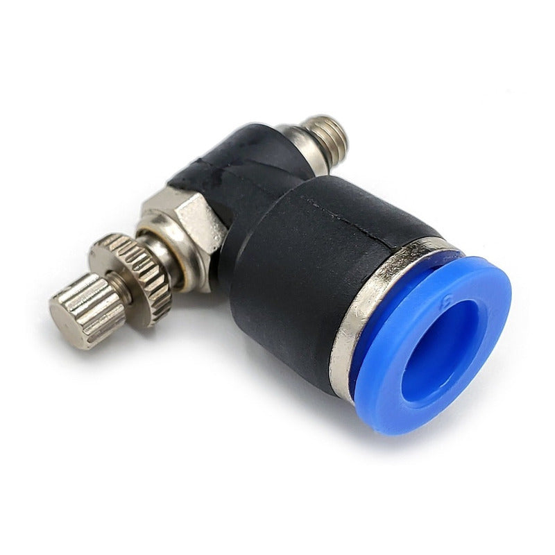 Conector / Regulador De Caudal Neumático Codo Rosca M5 X 8mm