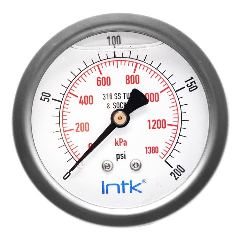 Manómetro P/petroquímica Manejo D/agua 200 Psi Con. 1/4
