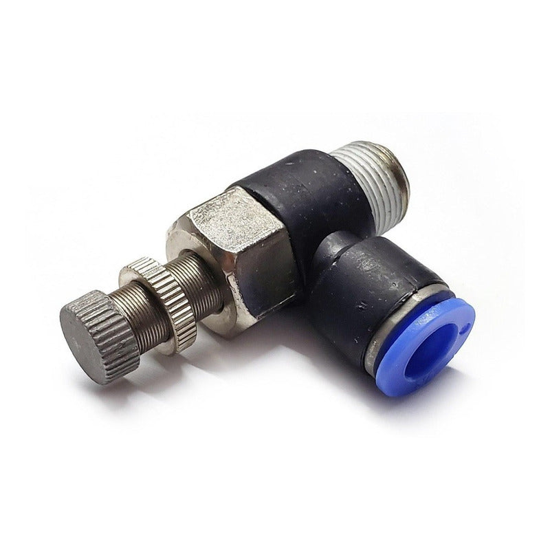 Conector /regulador De Caudal Neumático Codo 3/8 Npt X 3/8