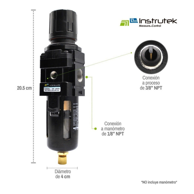 Filtro - Regulador De Aire 3/8 P/ Compresor