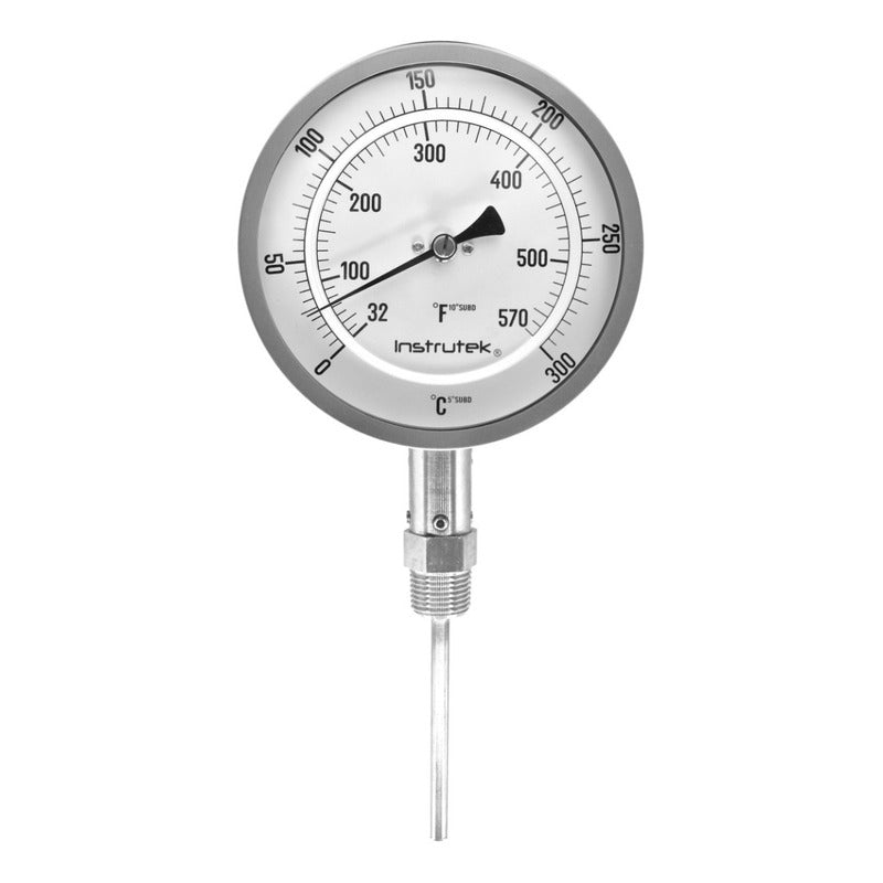 Termómetro Horno 5 PLG 0 A 300°c Vástago 4, Rosca 1/2  Npt