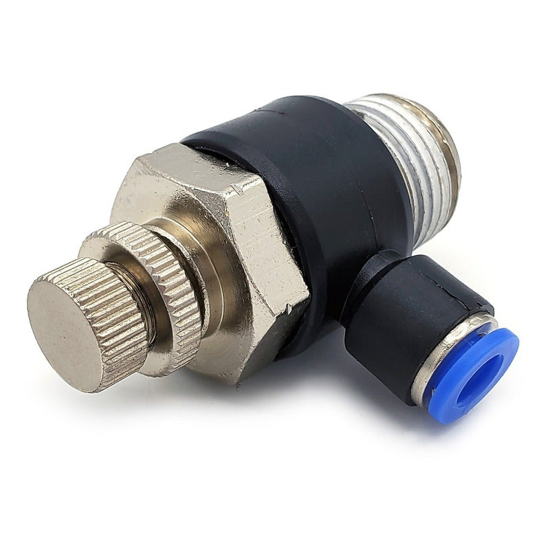 Conector /regulador De Caudal Neumático Codo 1/2 Npt X 6mm